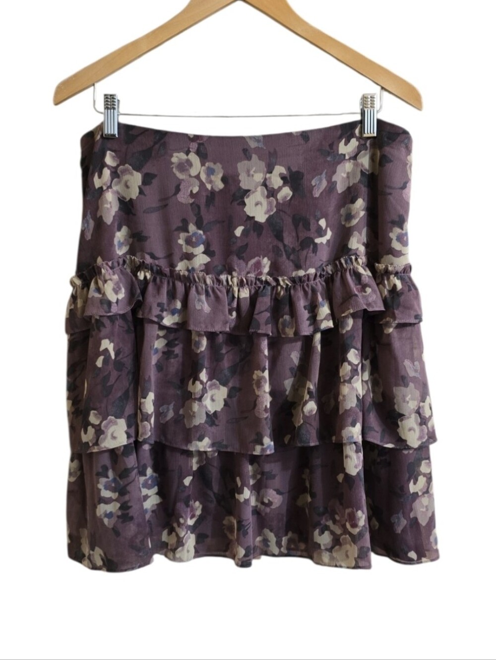 Lauren Ralph Lauren Georgette Tiered Floral Crinkle Ruffle Skirt. Size 14